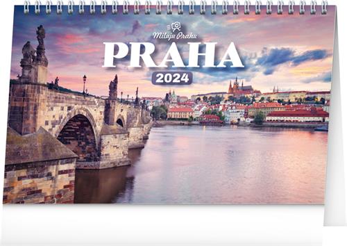 Stolný kalendár Praha - I Love Prague 2024, 23,1 × 14,5 cm