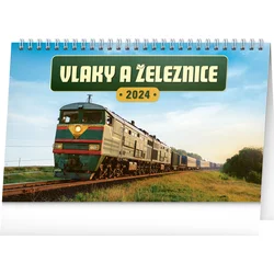 Stolový kalendár Vlaky a železnice 2024, 23,1 × 14,5 cm