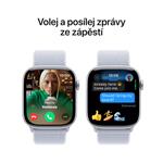 Strieborné hliníkové puzdro Apple Watch Series 10 GPS 42 mm so športovou slučkou Blue Cloud (MWWD3QC/A)