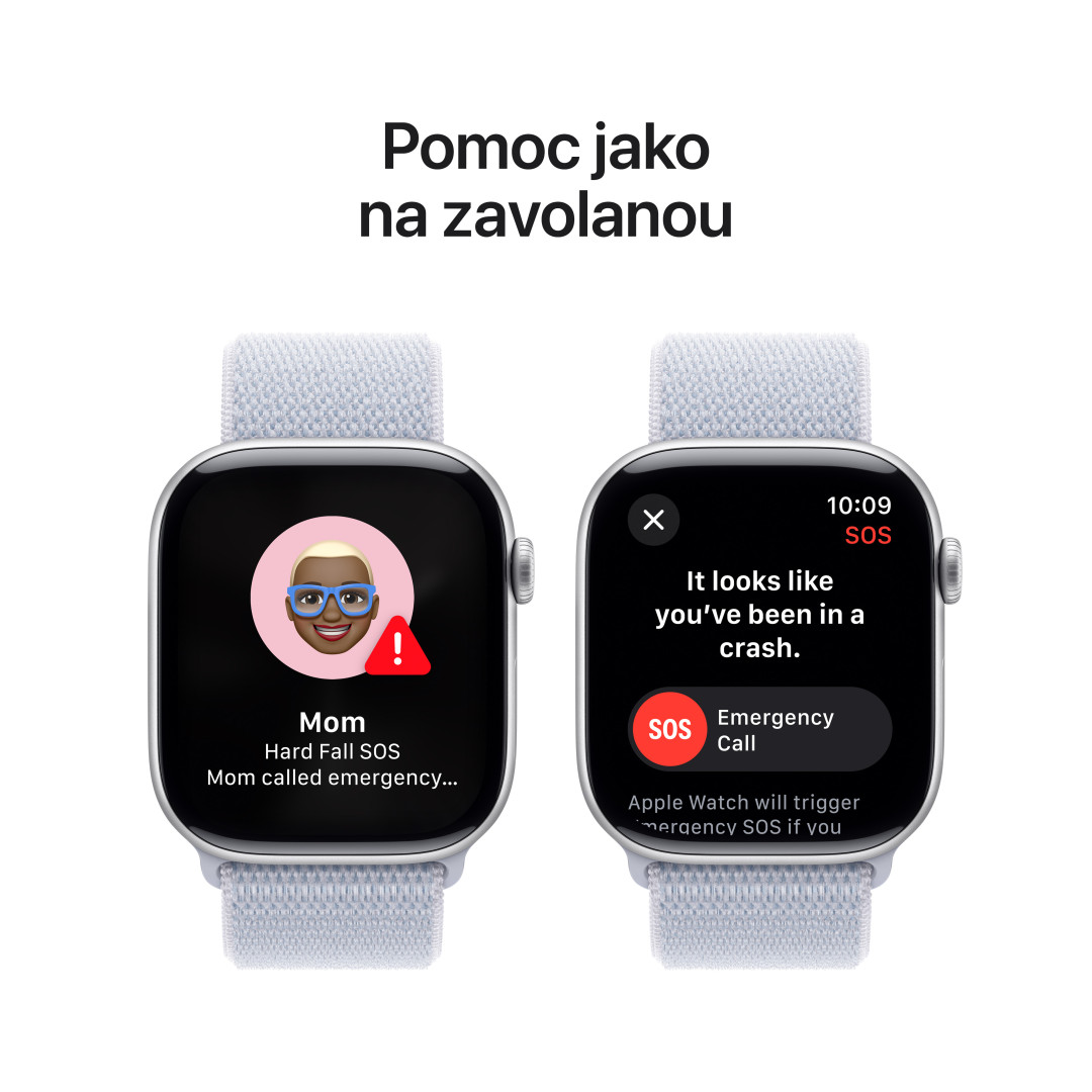 Strieborné hliníkové puzdro Apple Watch Series 10 GPS 46 mm so športovou slučkou Blue Cloud (MWWN3QC/A)