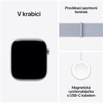 Strieborné hliníkové puzdro Apple Watch Series 10 GPS 46 mm so športovou slučkou Blue Cloud (MWWN3QC/A)