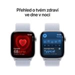 Strieborné hliníkové puzdro Apple Watch Series 10 GPS + Cellular 42 mm so športovou slučkou Blue Cloud (MWX53QC/A)