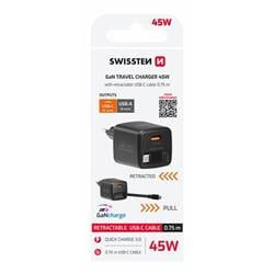 Swissten adaptér SlideCharge 45W, černý  