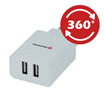 Swissten adaptér Smart IC 2× USB, bílý  