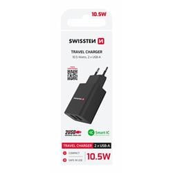 Swissten adaptér Smart IC 2× USB, černý 
