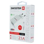 Swissten adaptér Smart IC 2× USB + Lightning, bílý  