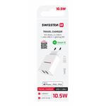 Swissten adaptér Smart IC 2× USB + Lightning MFi, bílý  