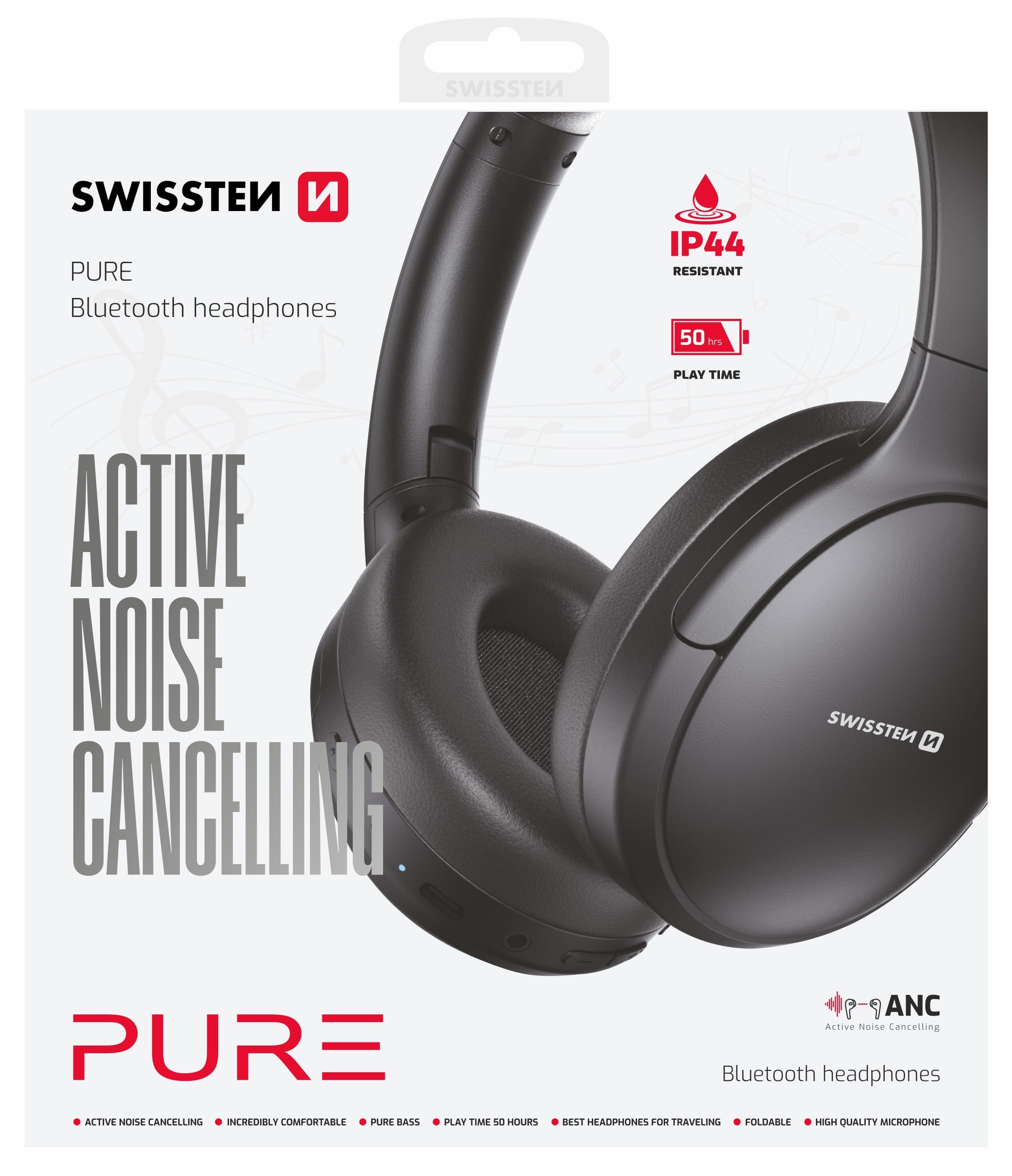 Swissten ANC sluchátka Pure, černá