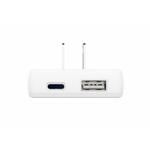 Swissten Cestovní adaptér GaN USB-C + USB-A 45W výměnné vidlice (US, EU, UK), bílý