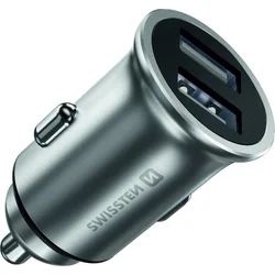 Swissten CL adaptér 2× USB 4,8 A, stříbrný