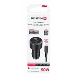 Swissten CL adaptér 2× USB-C 50 W + kabel, černý
