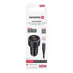 Swissten CL adaptér 2x USB-C PD 50W + kabel USB-C / USB-C 1m, černý