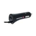 Swissten CL nabíjačka do auta USB-C + USB, čierna