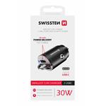 SWISSTEN CL USB adaptér do auta 2x USB-C 30W nano čierny