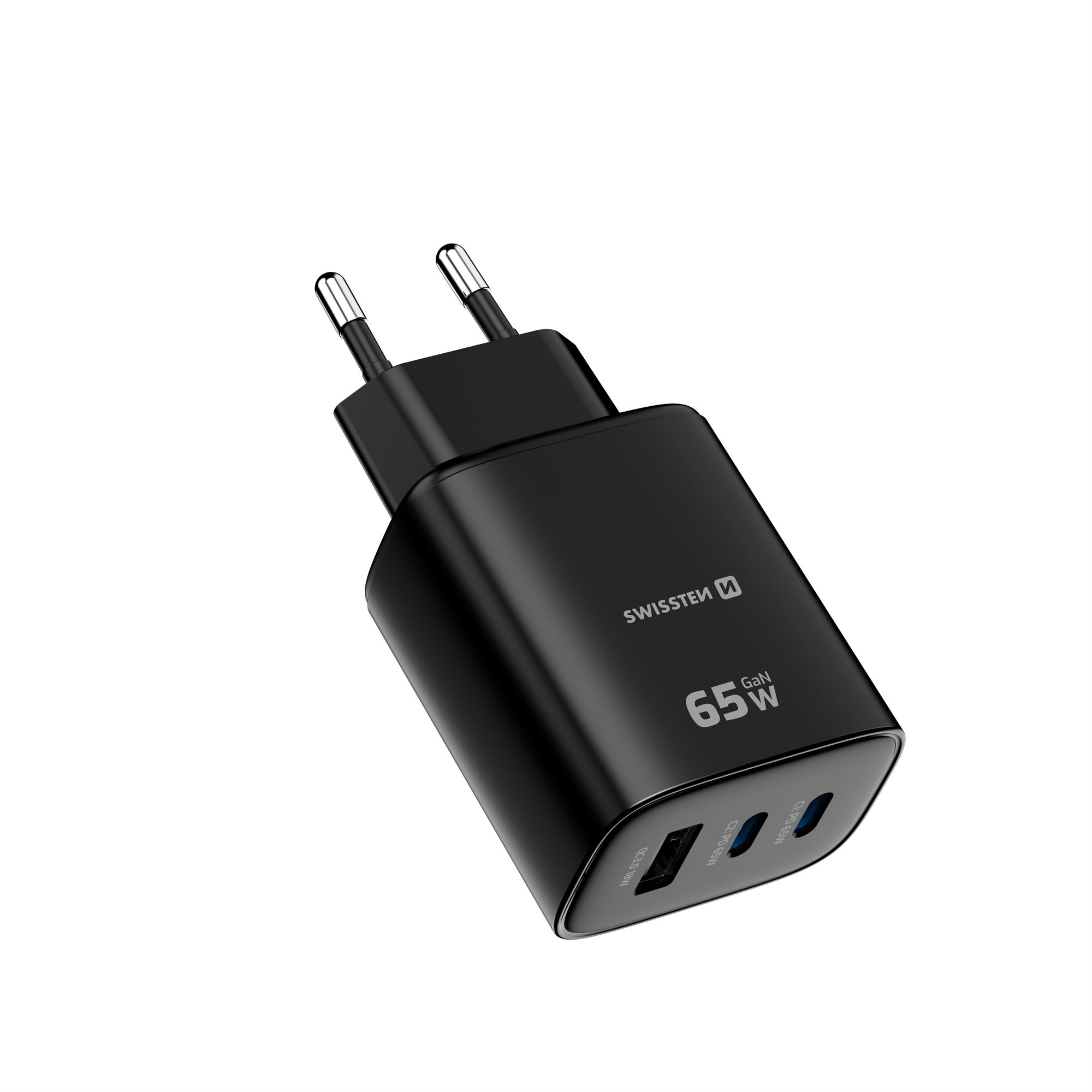 Swissten Edge GaN adaptér 65 W, černý