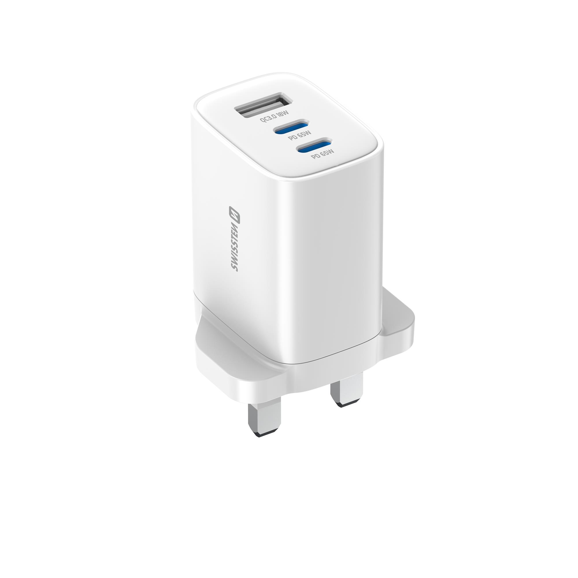 Swissten Edge GaN síťový adaptér 65 W, bílý (UK)