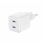 Swissten GaN adaptér 2× USB-C 20 W, biely  