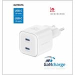 Swissten GaN adaptér 2× USB-C 20W, bílý  