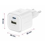 Swissten GaN adaptér 20 W + USB-A, biely  