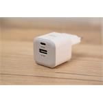 Swissten GaN adaptér 20 W + USB-A, biely  