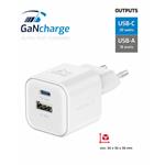 Swissten GaN adaptér 20W + USB-A, bílý  