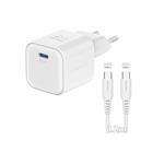 Swissten GaN adaptér 20W + USB-C kabel, bílý  