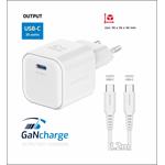 Swissten GaN adaptér 35 W + kábel USB-C, biely  