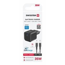 Swissten GaN adaptér 35W + USB-C kabel, černý  