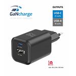 Swissten GaN adaptér 45W + USB-A, černý  
