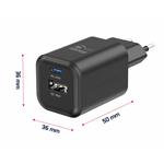 Swissten GaN adaptér 45W + USB-A, černý  