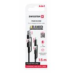 Swissten kabel Aramid 4in1 1,5 m, antracit