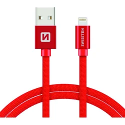 Swissten kabel Lightning MFi 1.2 m, červený  
