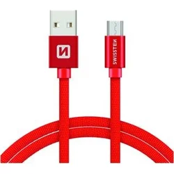 Swissten kabel Micro USB 2 m, červený  