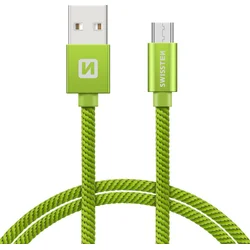 Swissten kabel Micro USB, zelený, 2 m  