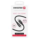 Swissten kabel Silicone USB-A / Lightning 0,4 m, černý