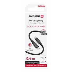 Swissten kabel Silicone USB-C / Lightning 0,4 m, černý