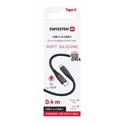 Swissten kabel Silicone USB-C / USB-C 0,4 m, černý