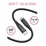Swissten kabel Silicone USB-C / USB-C 60 W, černý