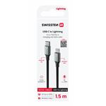 Swissten kabel Textile II USB-C / Lightning 1,5 m, černý