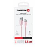 Swissten kabel Textile II USB / USB-C 1,5 m, růžový