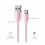 Swissten kabel Textile II USB / USB-C 1,5 m, růžový