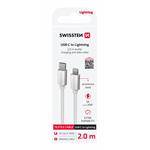 Swissten kabel Textile USB-C / Lightning 2 m, stříbrný