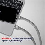 Swissten kabel Textile USB-C / USB-C 1,2 m, šedý