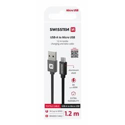 Swissten kábel Textile USB / Micro USB, čierny
