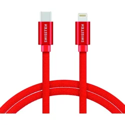 Swissten kabel USB-C / Lightning, červený, 1.2 m  
