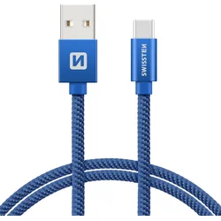 Swissten kabel USB-C, modrý, 0.2 m  