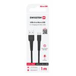 Swissten kabel USB / Micro USB 1 m, černý