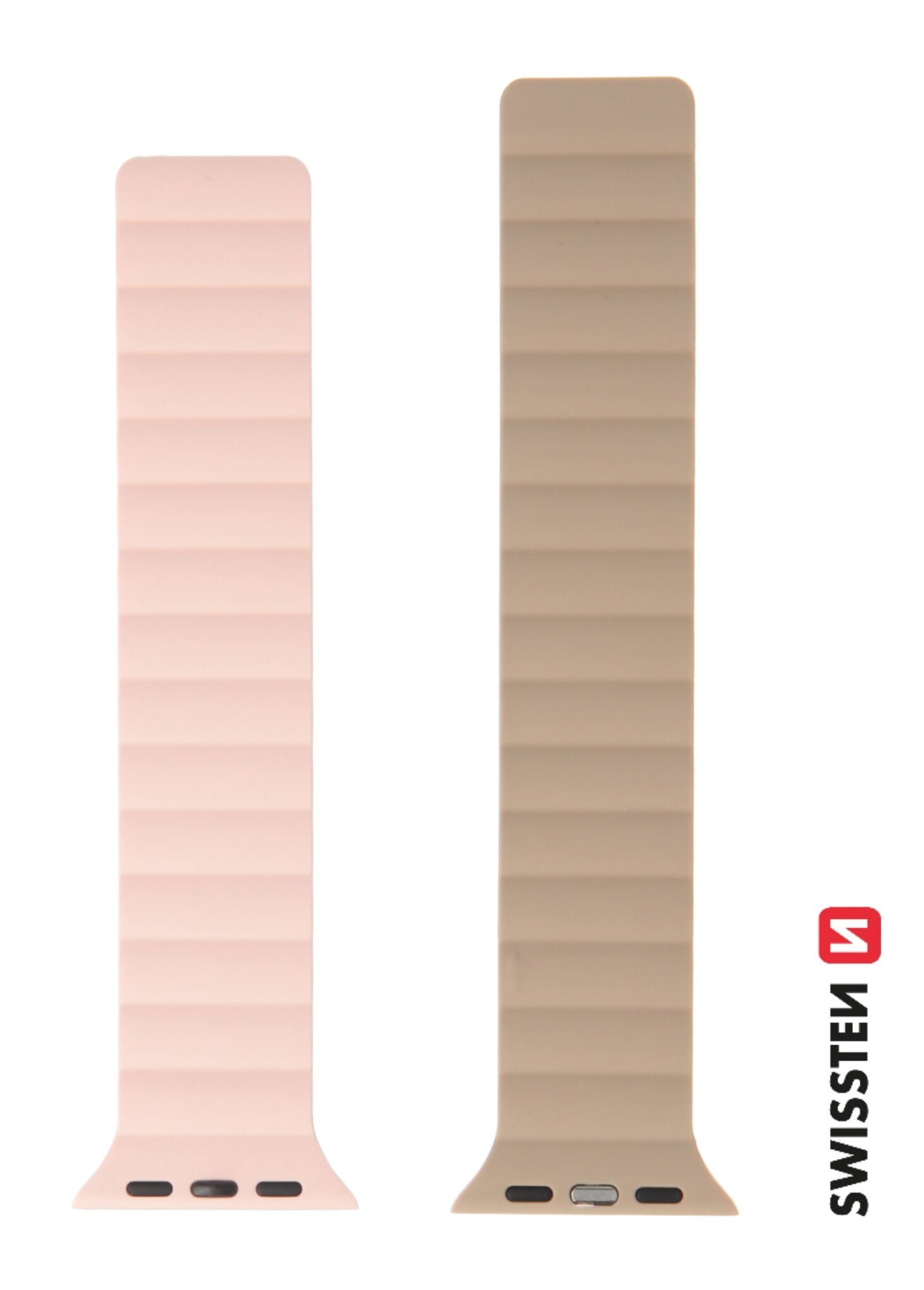 Swissten Magnetic silikonový řemínek pro Apple Watch 42/44/45/49 mm, růžová/cappuccino