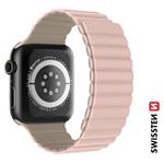 Swissten Magnetic silikonový řemínek pro Apple Watch 42/44/45/49 mm, růžová/cappuccino