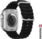 Swissten Marine Straps – remienok pre Apple Watch 42/44/45/49 mm, čierny